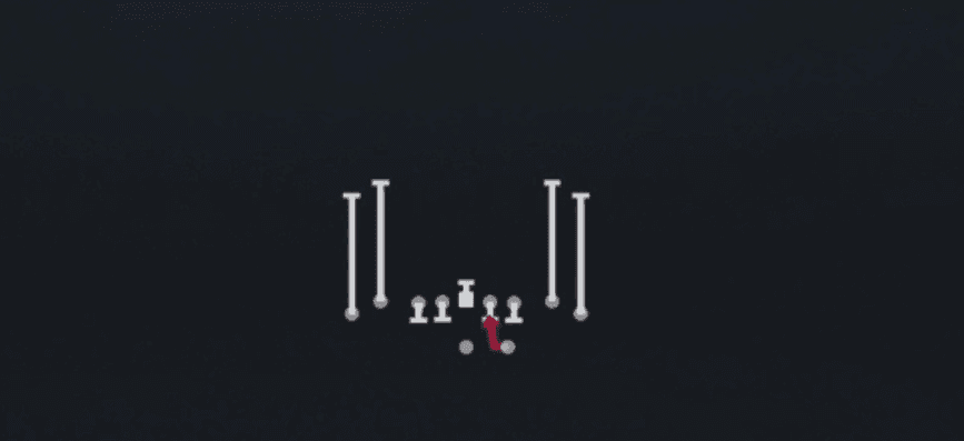 Play diagram for HB Draw from Shotgun Tight in Madden 27