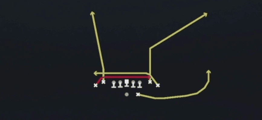 Play diagram for Mesh from Shotgun Tight in Madden 27