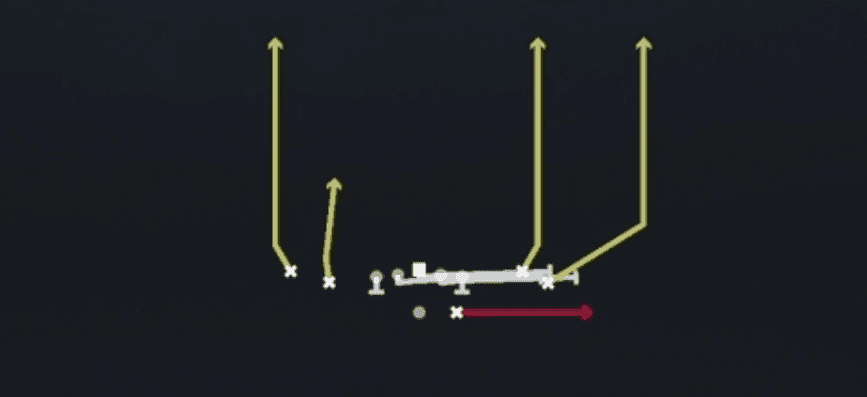 Play diagram for HB Slip Screen from Shotgun Tight Base Flex in Madden 27