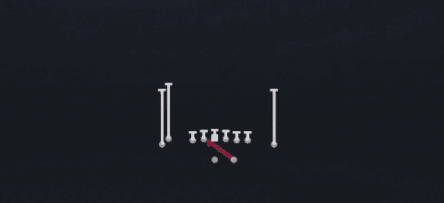 Play diagram for Inside Zone from Shotgun Tight Doubles in Madden 27