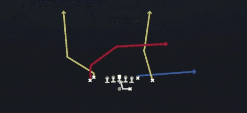 Play diagram for PA WR Cross from Shotgun Tight Doubles in Madden 27
