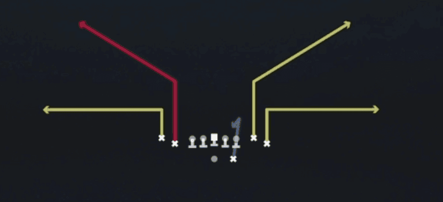 Play diagram for Bench from Shotgun Tight Flex in Madden 27