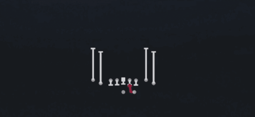 Play diagram for HB Draw from Shotgun Tight Flex in Madden 27