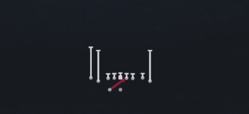 Play diagram for Inside Zone from Shotgun Tight Flex Wk in Madden 27