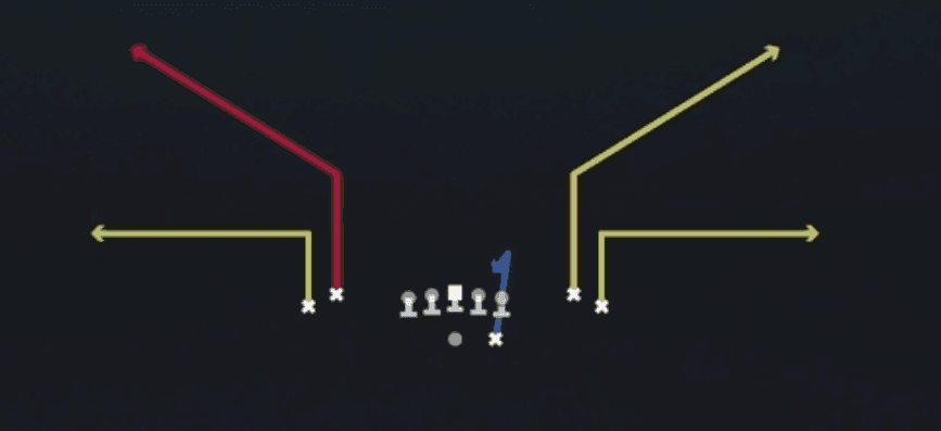 Play diagram for Bench from Shotgun Tight Open in Madden 27