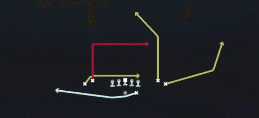 Play diagram for Mtn Drive Wheel from Shotgun Tight Open in Madden 27