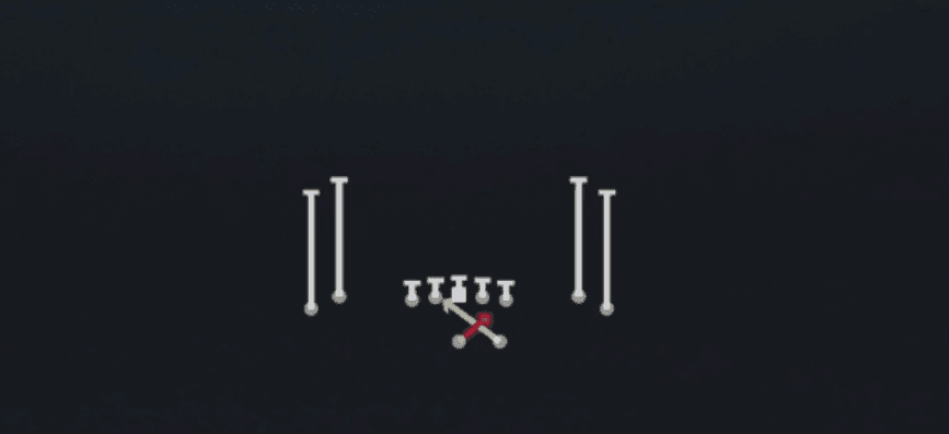 Play diagram for Read Option from Shotgun Tight Open in Madden 27
