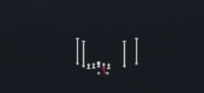 Play diagram for HB Draw from Shotgun Tight Slot Open in Madden 27