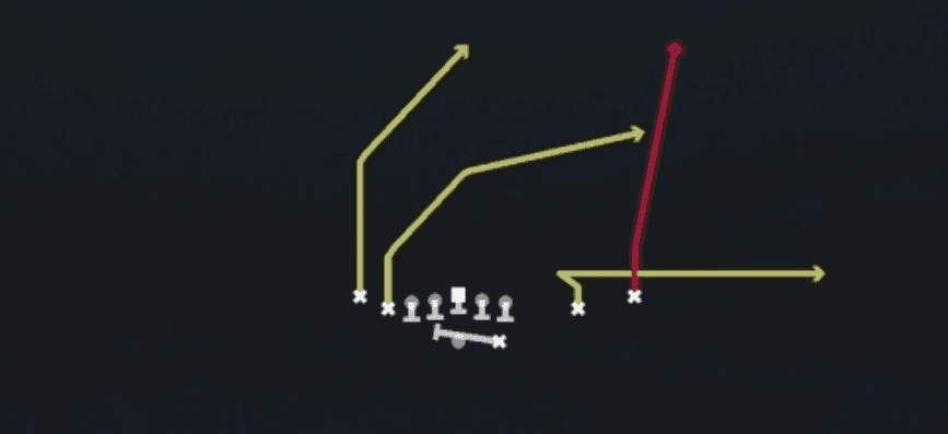 Play diagram for PA Read from Shotgun Tight Slot Open in Madden 27