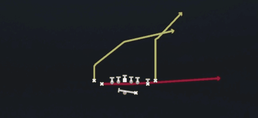 Play diagram for PA Slide from Shotgun Tight Slots in Madden 27