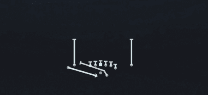 Play diagram for Mtn WR Outside Zone from Shotgun Tight Y Off in Madden 27
