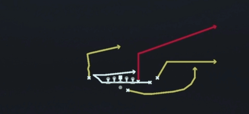 Play diagram for Mtn Y-Corner from Shotgun Tight Y Off in Madden 27