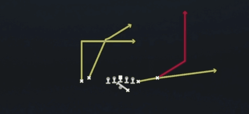Play diagram for PA Go Slot Cross from Shotgun Tight Y Off in Madden 27