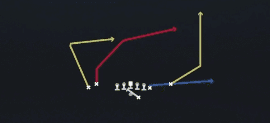 Play diagram for PA Slot Cross from Shotgun Tight Y Off in Madden 27