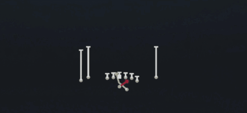 Play diagram for Read Option from Shotgun Tight Y Off in Madden 27