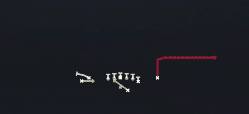 Play diagram for RPO Alert Out from Shotgun Tight Y Off in Madden 27