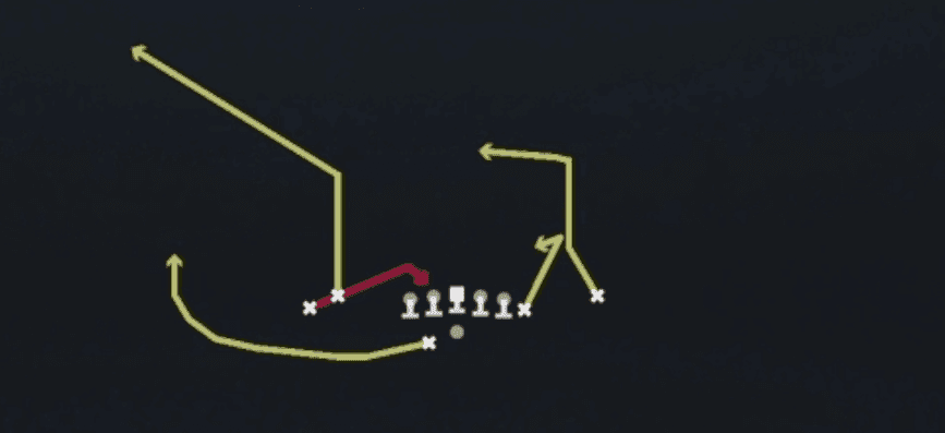 Play diagram for Flanker Spot from Shotgun Tight Y Off Wk in Madden 27