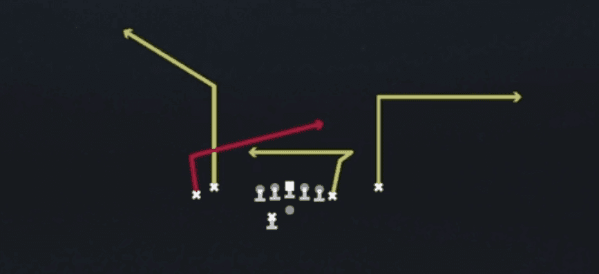 Play diagram for WR Under from Shotgun Tight Y Off Wk in Madden 27