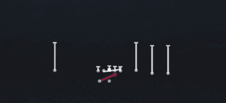 Play diagram for HB Base from Shotgun Trey 4WR in Madden 27