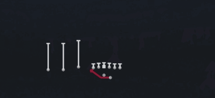 Play diagram for Outside Zone from Shotgun Trey Offset in Madden 27
