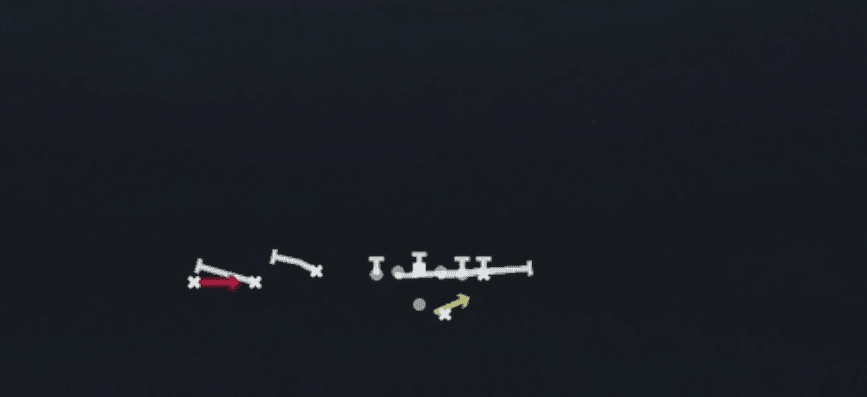 Play diagram for RPO Alert Buck Screen from Shotgun Trey Offset in Madden 27