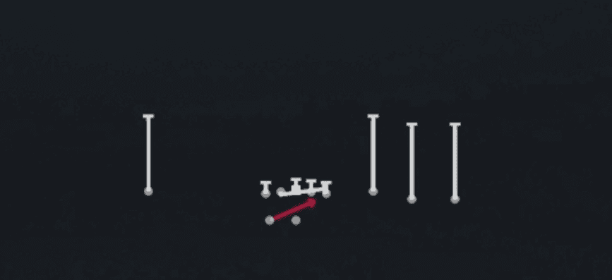 Play diagram for HB Base from Shotgun Trey Open in Madden 27