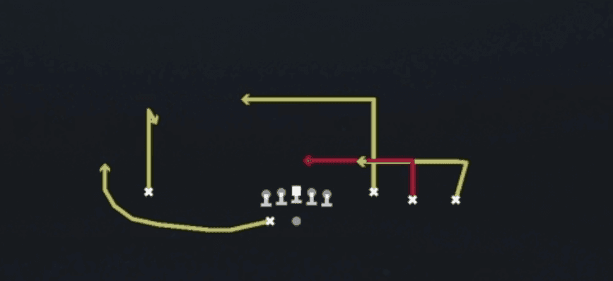 Play diagram for Levels Switch from Shotgun Trey Open in Madden 27