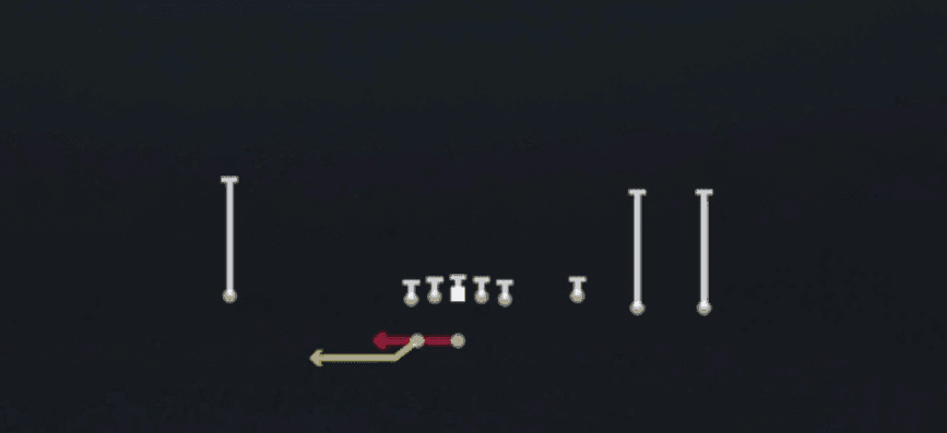 Play diagram for Speed Option from Shotgun Trey Open in Madden 27
