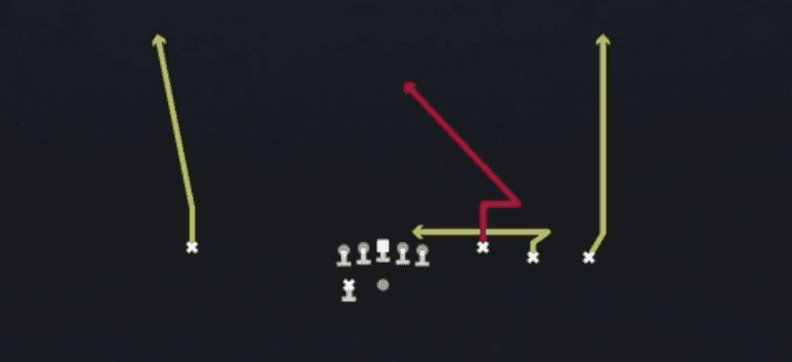 Play diagram for Stick N Nod from Shotgun Trey Open in Madden 27
