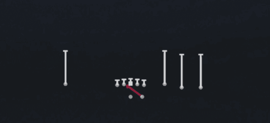 Play diagram for Inside Zone from Shotgun Trey Open HB Str in Madden 27