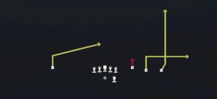 Play diagram for Stick from Shotgun Trey Open HB Str in Madden 27