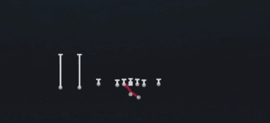 Play diagram for Inside Zone from Shotgun Trey Y-Flex in Madden 27