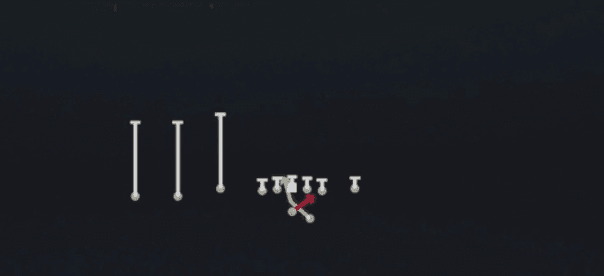 Play diagram for Read Option from Shotgun Trey Y-Flex in Madden 27