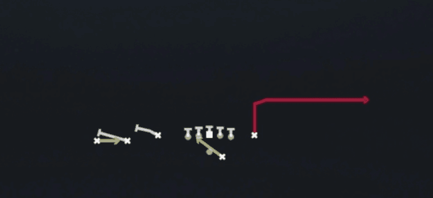 Play diagram for RPO Alert Out from Shotgun Trey Y-Flex in Madden 27