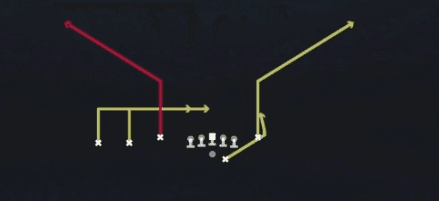 Play diagram for SE Corner from Shotgun Trey Y-Flex in Madden 27