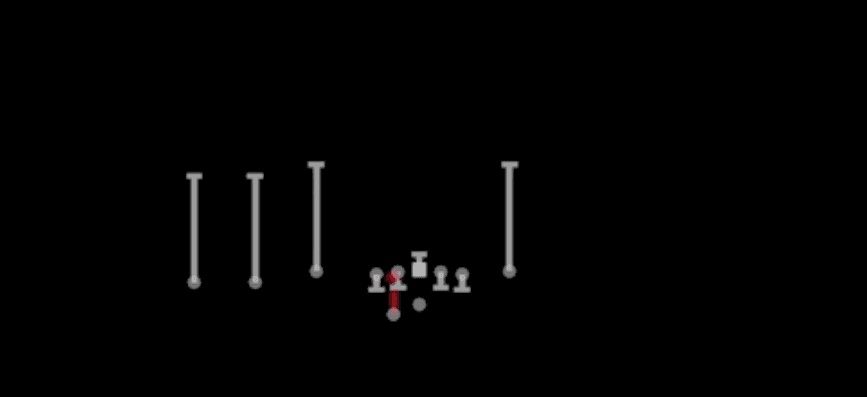 Play diagram for HB Draw from Shotgun Trey Y-Flex Str in Madden 27
