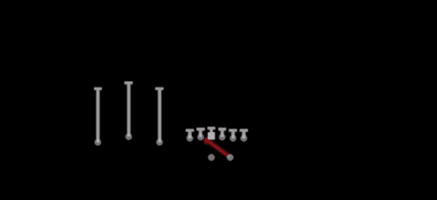 Play diagram for Inside Zone from Shotgun Trio in Madden 27