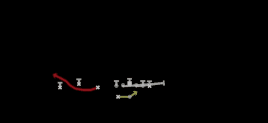 Play diagram for RPO Read Buck Bubble from Shotgun Trio HB Wk in Madden 27