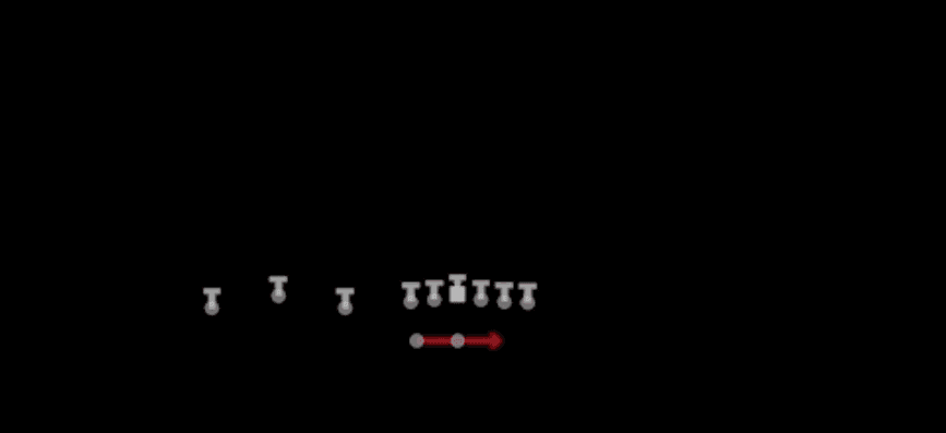 Play diagram for Wide Zone from Shotgun Trio HB Wk in Madden 27