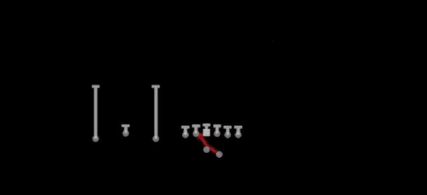 Play diagram for Inside Zone from Shotgun Trio Offset in Madden 27