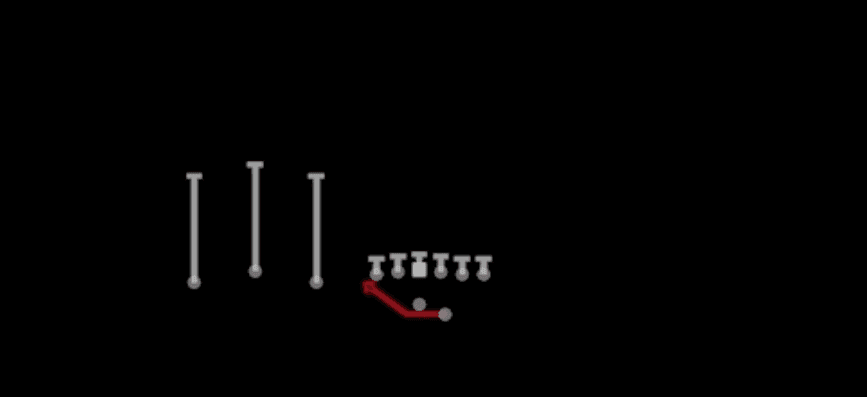 Play diagram for Outside Zone from Shotgun Trio Offset in Madden 27