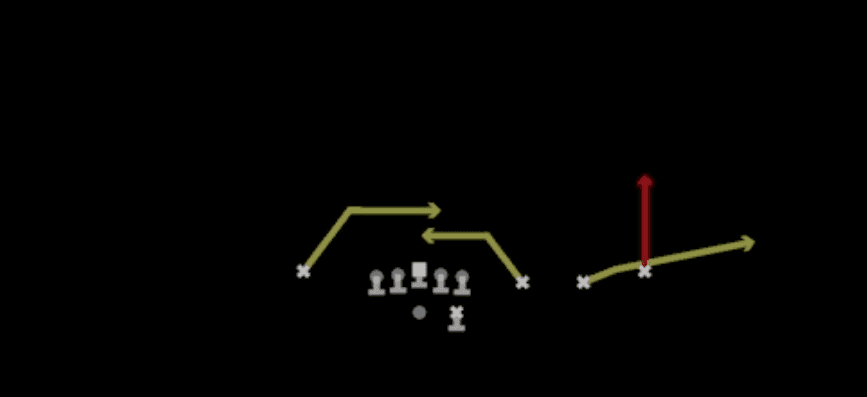 Play diagram for RNS Georgia Mesh from Shotgun Trips in Madden 27
