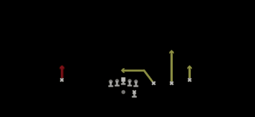 Play diagram for RNS Hitches from Shotgun Trips in Madden 27