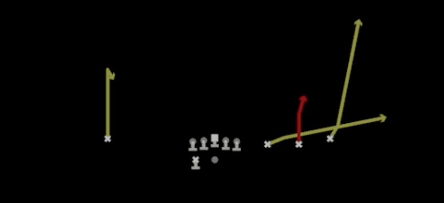 Play diagram for 60 Go from Shotgun Trips HB Wk in Madden 27