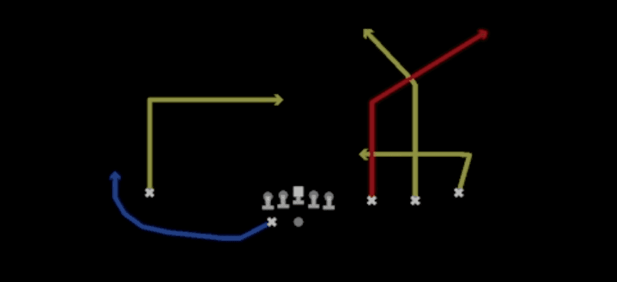 Play diagram for Inside Switch from Shotgun Trips HB Wk in Madden 27
