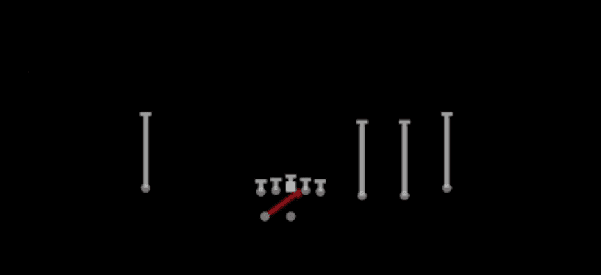 Play diagram for Inside Zone from Shotgun Trips HB Wk in Madden 27