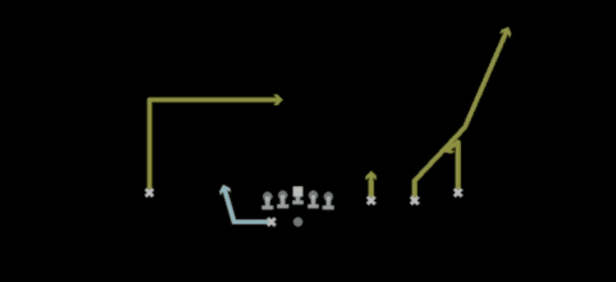 Play diagram for Mtn Shock HB Option from Shotgun Trips HB Wk in Madden 27