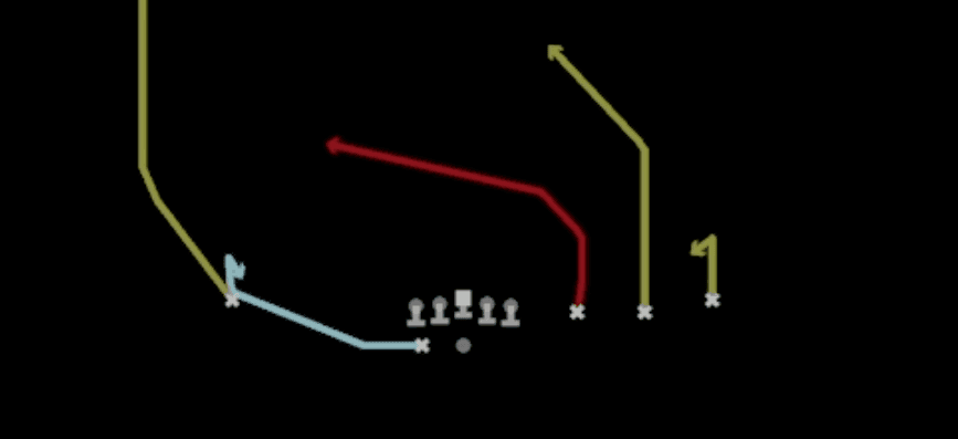 Play diagram for Mtn Slot Cross from Shotgun Trips HB Wk in Madden 27