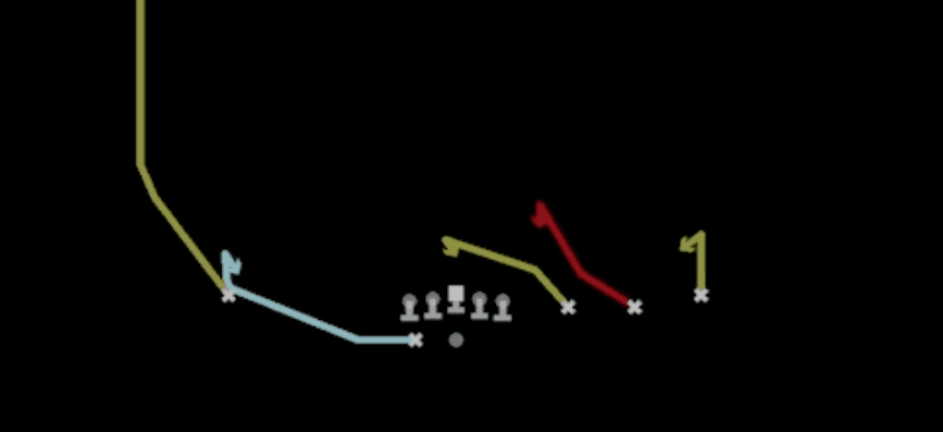 Play diagram for Mtn Slot Curls from Shotgun Trips HB Wk in Madden 27