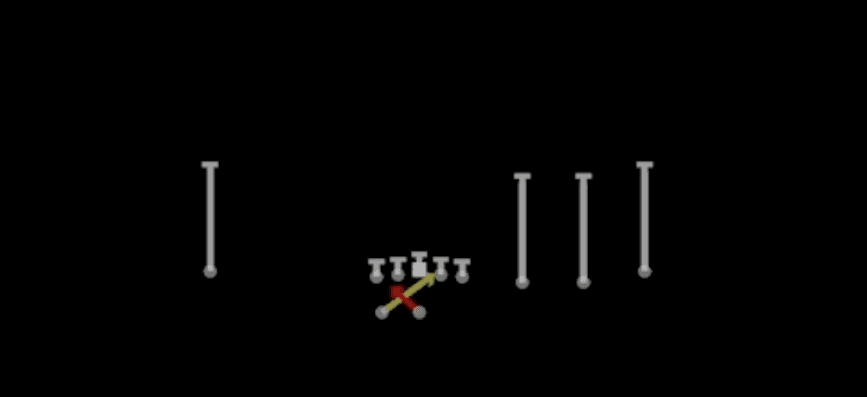 Play diagram for Read Option from Shotgun Trips HB Wk in Madden 27